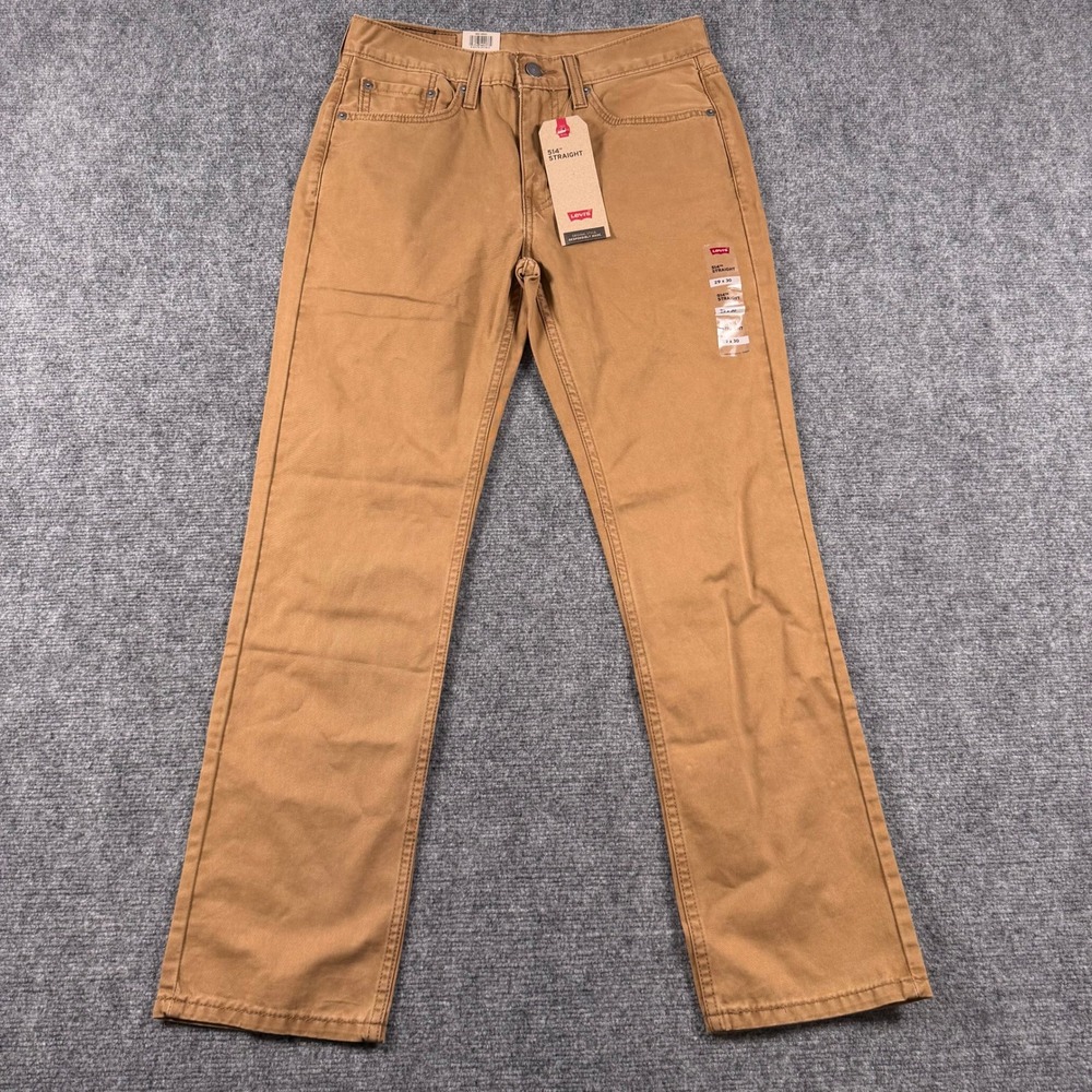 Levi's 514 Straight Pants Mens 29x30 Tan Brown Twill Casual Chino Trousers NWT